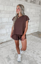 Load image into Gallery viewer, New Day Ahead Cap Sleeve Boxy Top and Short Set - Chocolate