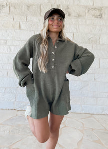 Riley Olive Sweater Romper