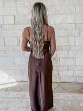 Load image into Gallery viewer, She’s Top Tier Satin Maxi - Dark Chocolate