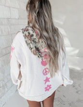 Load image into Gallery viewer, Gypsy Jane Checkerboard Floral Jacquard Half Oversized Zip Knit Hoodie