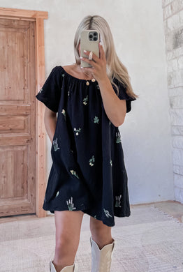 Daisy Floral Embroidery Gauze Dress