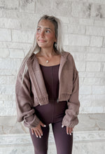 Load image into Gallery viewer, Claire Brown Knit Zip Up Hooded Jacket