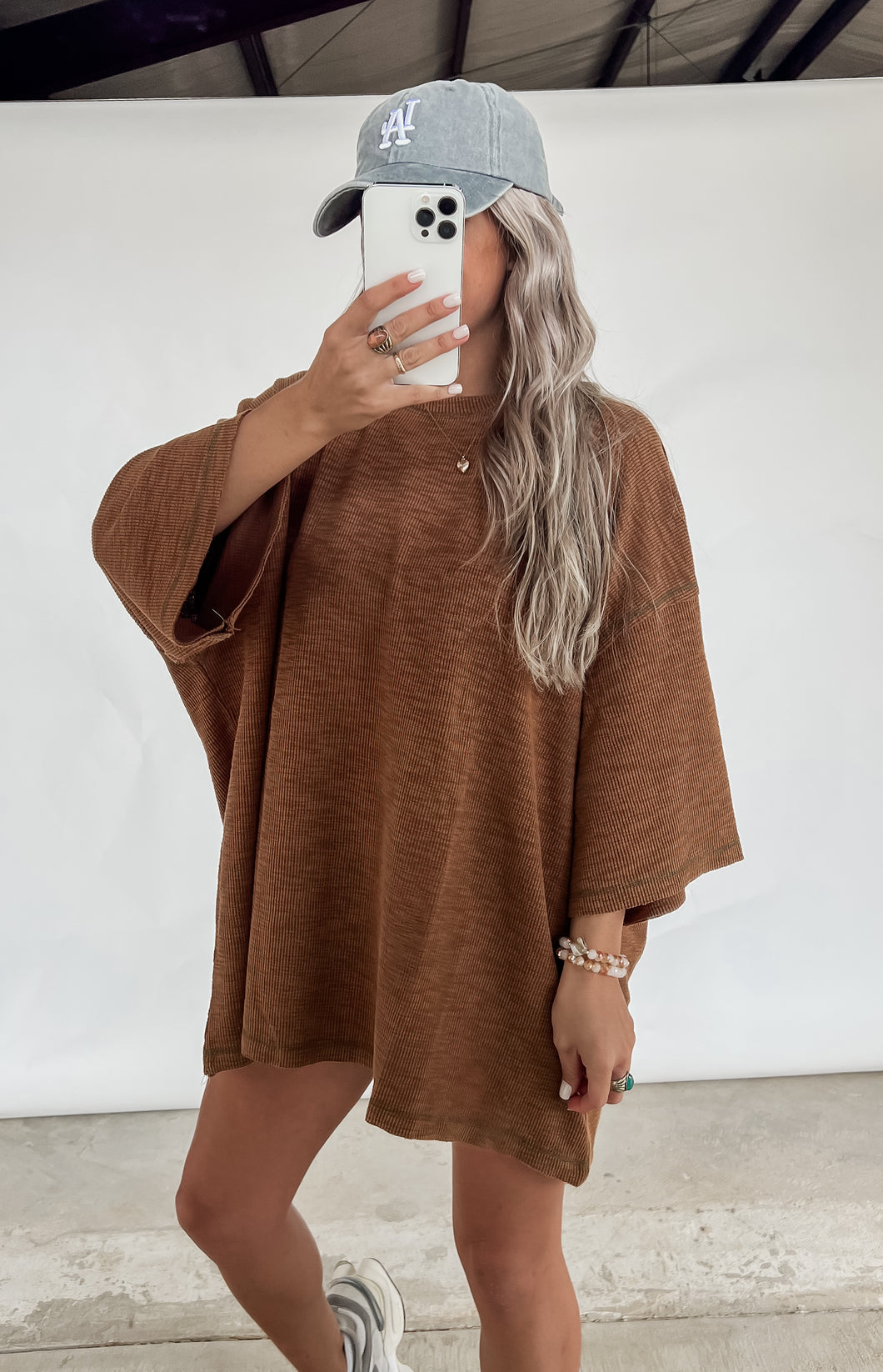 Lazy Mood Oversized Ribbed Tee