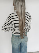 Load image into Gallery viewer, Presley Striped Ribbed Knit Long Sleeve Top - White/Black