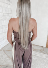 Load image into Gallery viewer, Stay In Your Lane Tube Top &amp; Wide Leg Lounge Pant Set - DK Mocha/Banana