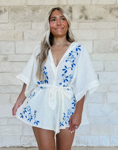 In Greece Embroidery Romper (FINAL SALE)