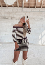 Load image into Gallery viewer, Miley Striped Knit Belted Dress - Brown/Natural