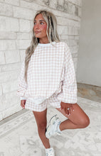 Load image into Gallery viewer, Girls Day Gingham Sweatshirt &amp; Sweat-short Set - Khaki