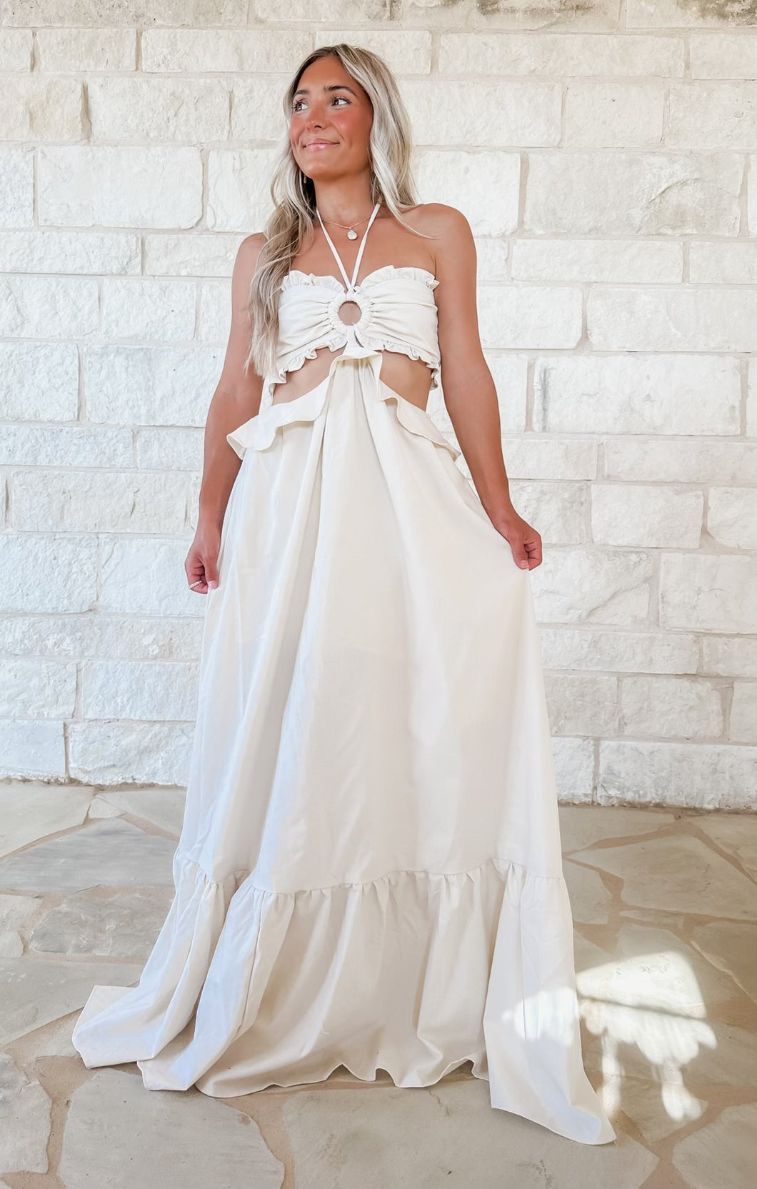 Seaside Sights Ivory Halter Dress (FINAL SALE) CK Squared Boutique Seaside Sights Ivory Halter Dress (FINAL SALE) CK Squared Boutique
