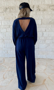 Vivi Navy Knit Jumpsuit