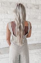 Load image into Gallery viewer, Running The Show Striped Wide Leg Jumpsuit - Brown/Beige