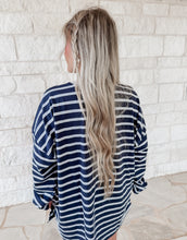 Load image into Gallery viewer, Sunny Side Oversized Striped Knit Top - Navy