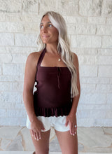 Load image into Gallery viewer, Kind Of A Moment Halterneck Cropped Tank Top - Brown