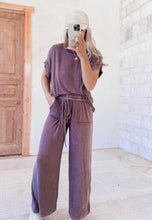 Load image into Gallery viewer, Couch Cozy Ribbed Brown Pant Set