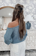 Load image into Gallery viewer, Welcome Home Asymmetrical One Shoulder Sweater Top - Denim Blue