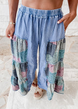 Load image into Gallery viewer, Bring The Good Vibes Mineral Wash Tiered Wide Leg Pants - Blue