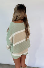 Load image into Gallery viewer, Greetings From The Coast Striped Knit Pullover &amp; Shorts Set - Mint