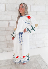 Load image into Gallery viewer, Boho Babe Embroidered Twisted Tie Straight Leg Pants