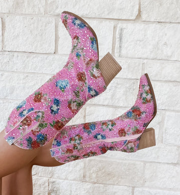 Dolly Floral Rhinestone Western Boots