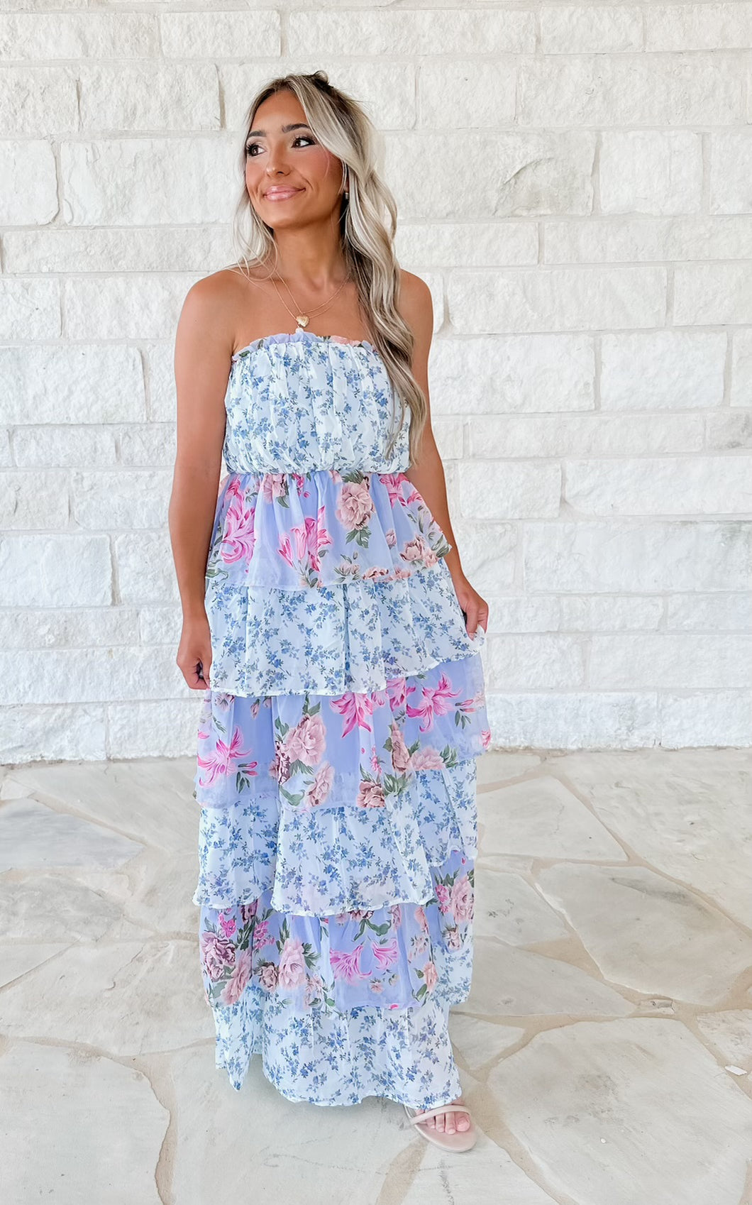 Joho Floral Strapless Maxi