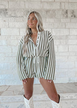 Load image into Gallery viewer, Chic Girl Striped Romper - Olive