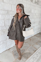 Load image into Gallery viewer, Going Out With My Girls Faux Leather Oversized Jacket w/ Corduroy Collar - Brown