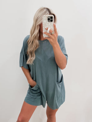 Hotshot Oversized Teal T-Shirt Romper