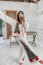 Load image into Gallery viewer, Merry &amp; Bright Christmas Tree Embroidered Cardigan &amp; Pant Set