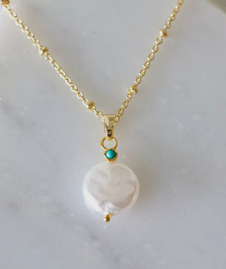 Natalie Pearl and turquoise necklace