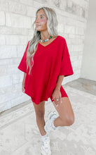 Load image into Gallery viewer, Homebody Era Round Neck Hi-Low Top &amp; Biker Short Set - ruby