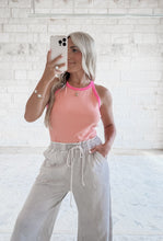 Load image into Gallery viewer, Early Riser Contrast Racerback Tank Top - Coral/Punch