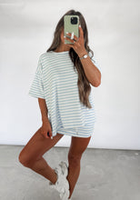 Load image into Gallery viewer, Hello Sunshine Short Sleeve Round Neck Striped Tee &amp; Mid Rise Skort Set - Lt Blue