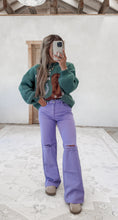 Load image into Gallery viewer, Princess Purple Distressed Wide Leg Jeans
