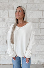Load image into Gallery viewer, Simply Put Together Exposed Seam V Neck Sweater - Sand