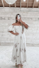 Load image into Gallery viewer, Bermuda Beach Linen Embroidered Floral Midi