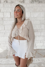Load image into Gallery viewer, Eloise Tan Ruffle Top (FINAL SALE)
