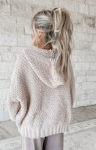 Load image into Gallery viewer, First Snow Fall Floral Patch Chenille Hoodie Jacket - Powder Beige