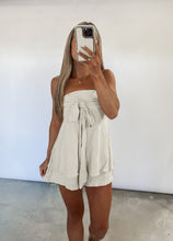Load image into Gallery viewer, Sail With Me Retro Linen Striped Tie Front Layered Mini Romper