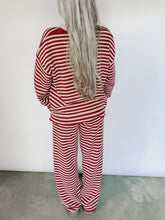 Load image into Gallery viewer, Bound To Be Cozy Striped Sweater &amp; Wide Leg Pant Set - Burgundy/Pink