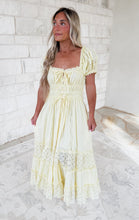Load image into Gallery viewer, Greta Tiered Lace Maxi Dress - Lt Yellow