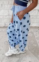 Load image into Gallery viewer, Spot On Polka Dot Printed Balloon Pants - Lt. Blue / Navy