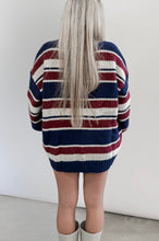 Load image into Gallery viewer, Loving What You See Crew Neck Striped Sweater - Navy/Cream