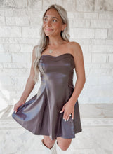 Load image into Gallery viewer, Take Me Back Faux Leather Sweetheart Neckline Tube Mini Dress - Brown