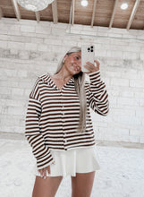 Load image into Gallery viewer, Elon’s Striped Knit Top - Ivory/Brown