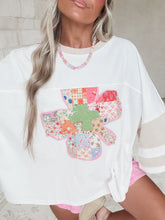 Load image into Gallery viewer, Roxanna Floral Patch Oversized Washed Top - White