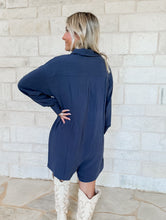 Load image into Gallery viewer, Jenny Navy Linen Romper