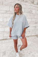 Load image into Gallery viewer, Nothing Extra Ribbed Round Neck Banded Tee &amp; Short Set - Lt Grey