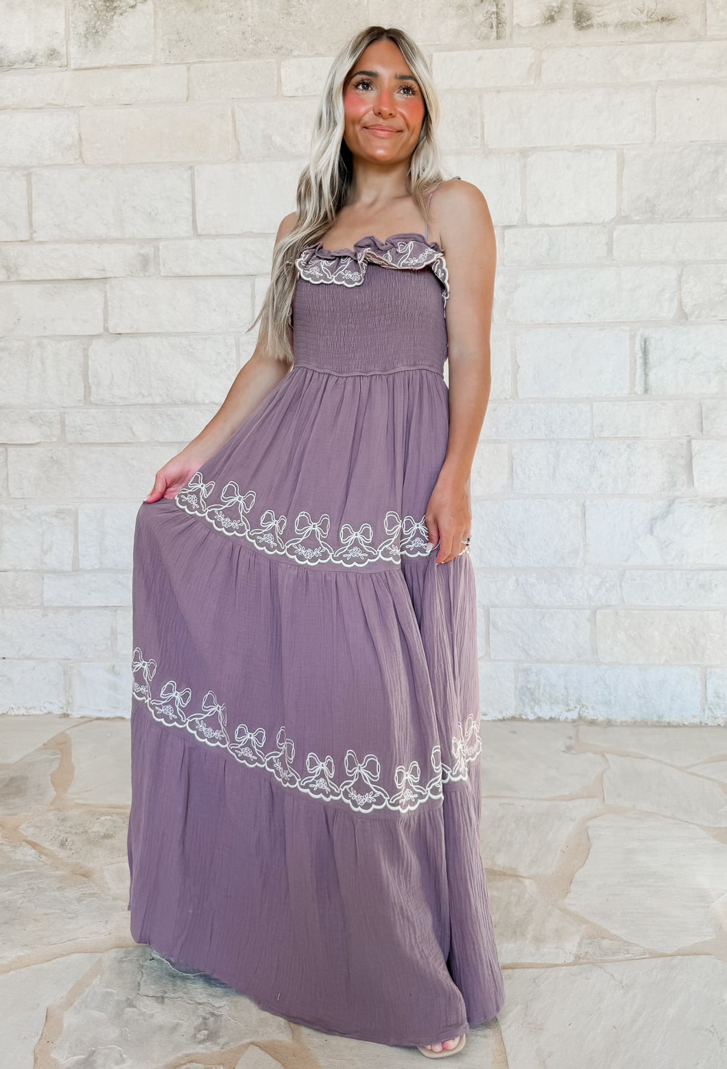 Surrounded With Love Gauze Midi - Dusty purple