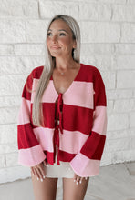 Load image into Gallery viewer, The Whole Picture Pink/Red Tie Front Cardigan
