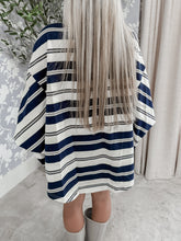 Load image into Gallery viewer, As Time Goes By Striped Oversized Crewneck Top - Navy